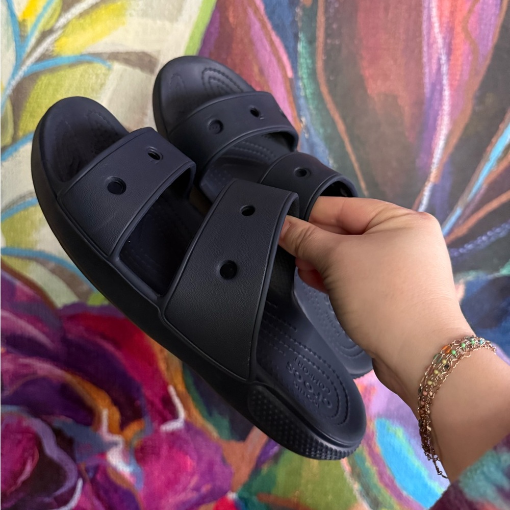 CROCS Dark Blue Slide Sandals - Picture 2 of 3